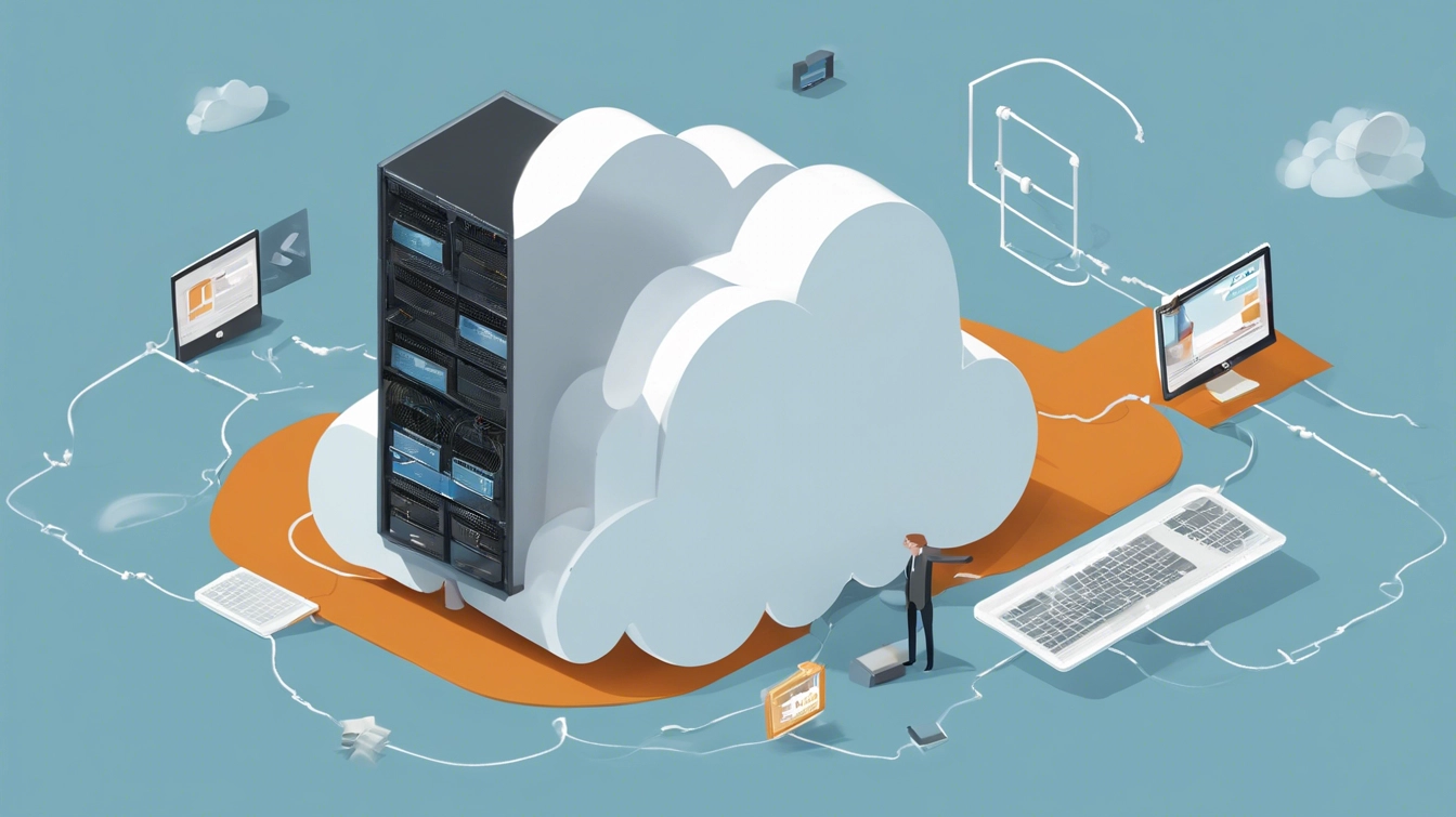 Illustration of cloud computing network and technology